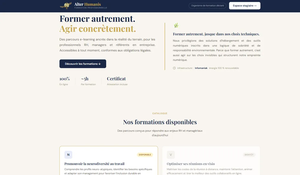 Site Alter Humanis, organisme de formation professionnelle